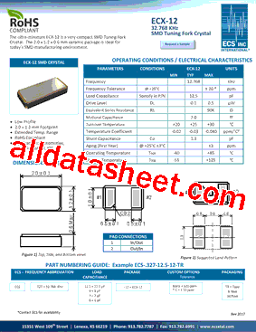 ECS-.327-12.5-12-TR Datasheet PDF - ECS, Inc.