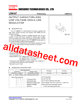 LR9107DG-28-AF5-R Datasheet PDF - Unisonic Technologies