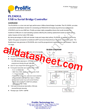 PL2303GL Datasheet PDF - Prolific Technology Inc.