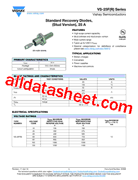 VS-25FR Datasheet PDF - Vishay Siliconix