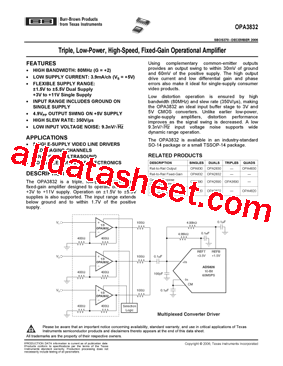 OPA2832 Datasheet PDF - Burr-Brown (TI)