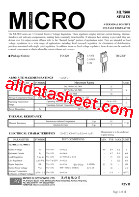 ML7800 Datasheet PDF - Micro Electronics
