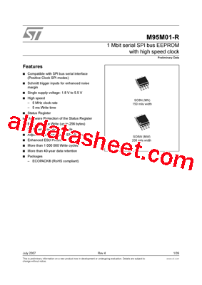 M95M01-RMW6TP Datasheet PDF - STMicroelectronics