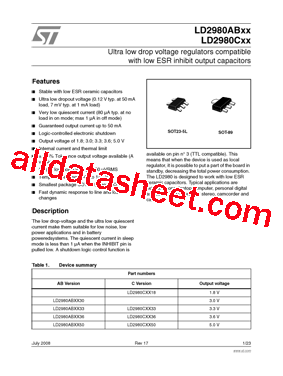 LD2980ABXX Datasheet PDF - STMicroelectronics