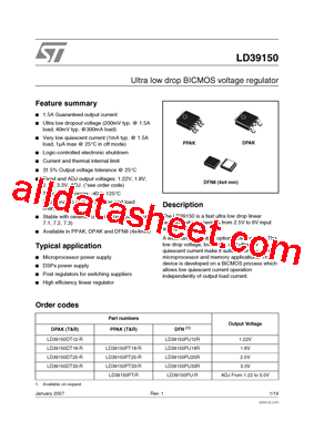 LD39150DT25-R Datasheet PDF - STMicroelectronics