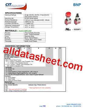 BNP10SBQ Datasheet PDF - CIT Relay & Switch