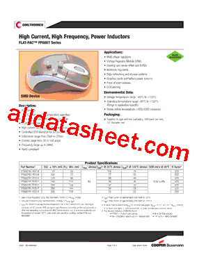 FP0807R1-R18-R Datasheet PDF - Cooper Bussmann, Inc.