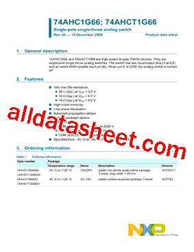 74AHC1G66 Datasheet PDF - NXP Semiconductors
