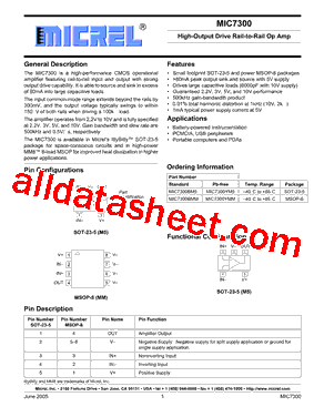 MIC7300 Datasheet PDF - Micrel Semiconductor
