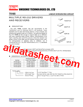 75185L-R20-R Datasheet PDF - Unisonic Technologies