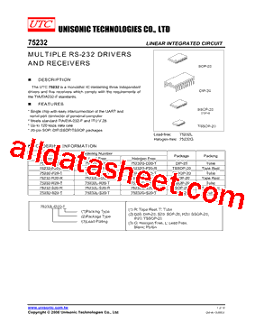 75232-R20-R Datasheet PDF - Unisonic Technologies