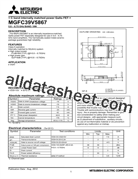MGFC39V5867 Datasheet PDF - Mitsubishi Electric Semiconductor