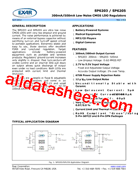 SP6205EM5-L-3-3 Datasheet PDF - Exar Corporation