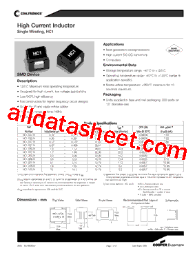 HC1-R22-R Datasheet PDF - Cooper Bussmann, Inc.