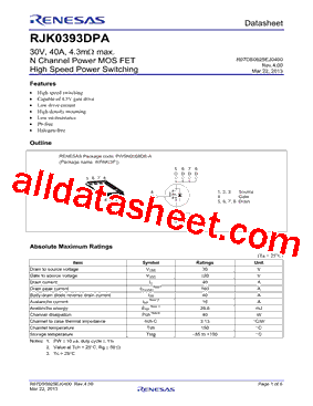 RJK0393DPA Datasheet PDF - Renesas Technology Corp