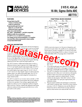 AD7715 Datasheet PDF - Analog Devices