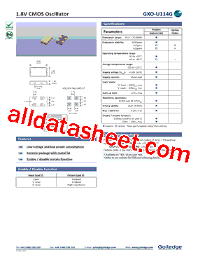 GXO-U114G Datasheet PDF - Golledge Electronics Ltd