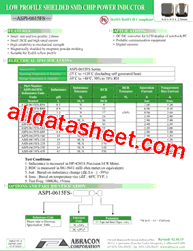 ASPI-0615FS-R80 Datasheet PDF - Abracon Corporation