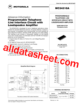 MC34216A Datasheet PDF - Motorola, Inc