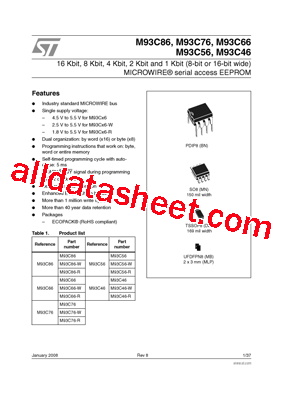 M93C86-R Datasheet PDF - STMicroelectronics