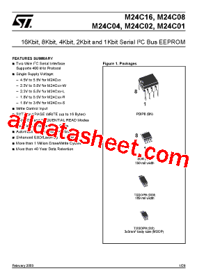 M24C08-RMB3T/W Datasheet PDF - STMicroelectronics